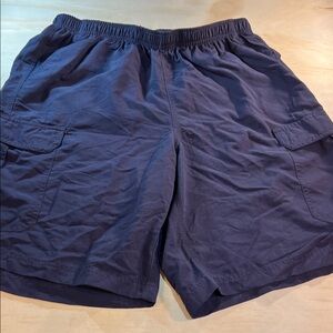 L.L. Bean Dark Blue Cargo Swim Trunks Drawstring Waist Sz M